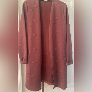 Pigalle Long burgundy polka dot design cardigan Size 6